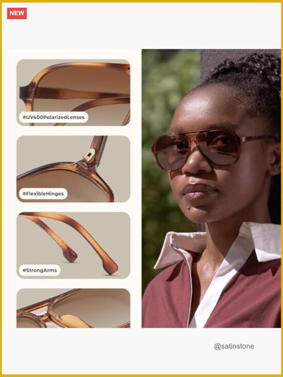 Plastic Frame Polarized Aviator Sunglasses UV Protection Retro Style main image 7
